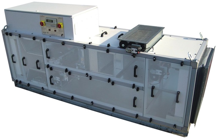 Die Befüllung und dauerhafte Stabilisierung der Folienzellen erfolgt über Spezialklimagerät von Rosenberg der K40-Baureihe mit EC-Ventilatoren, Sorp­tionsspeicher, Elektro­erhitzer für die Lufttrocknung und integrierter Steuerung.