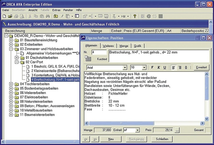 Ausschreibungsprogramm Orca AVA mit kostenlosem Hotlinesupport.