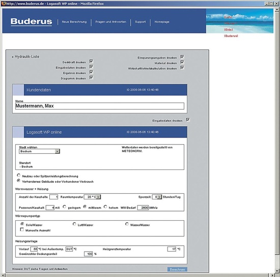 Buderus: Internet-Software „Logasoft WP online“.