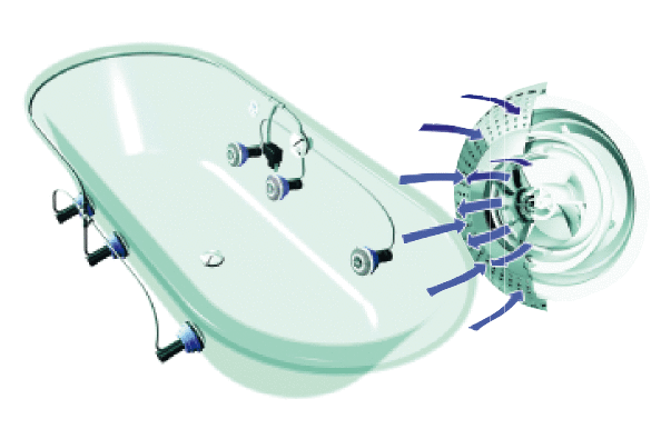 Besonders hygienisch: Vivo Turbo Plus Whirlsystem von Kaldewei ohne Verrohrung. - © Kaldewei
 Besonders hygienisch: Vivo Turbo Plus Whirlsystem von Kaldewei ohne Verrohrung.
