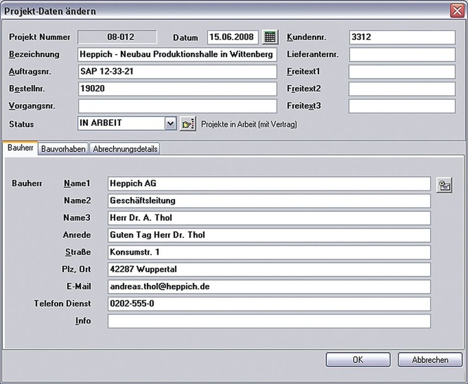 Kobold: Dialog aus der ­Honorarermittlungssoftware S-HOAI.