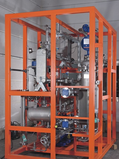 Von AGO in Zusammenarbeit mit dem ILK Dresden entwickelte Ammoniak/Wasser-Absorptionskältemaschine “ago congelo“ für tiefe Temperaturen.