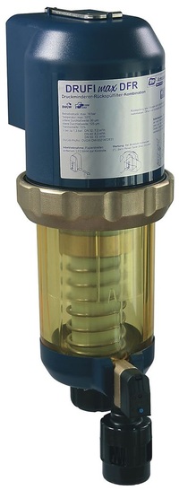 SYR Drufi max DFR für hohe Durchfluss­leistungen mit Universalflansch (DN32 bis DN50) zum Einbau in waagerechte und senkrechte Leitungen.