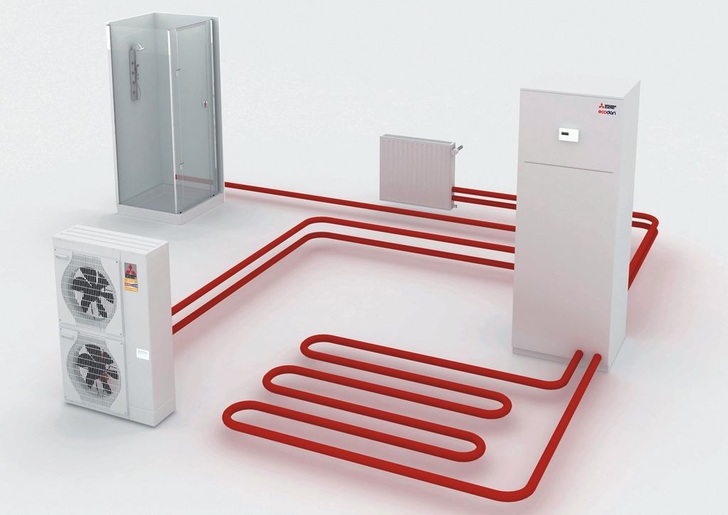 Mitsubishi Electric bietet mit Ecodan jetzt eine Luft/Wasser-Wärmepumpe als Komplettsystem an. - © Mitsubishi Electric
 Mitsubishi Electric bietet mit Ecodan jetzt eine Luft/Wasser-Wärmepumpe als Komplettsystem an.