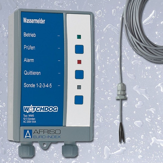 Afriso-Euro-Index: Der Watchdog Wassermelder WM5 überwacht das unerwünschte Auftreten von Wasser. - © Afriso-Euro-Index
 Afriso-Euro-Index: Der Watchdog Wassermelder WM5 überwacht das unerwünschte Auftreten von Wasser.