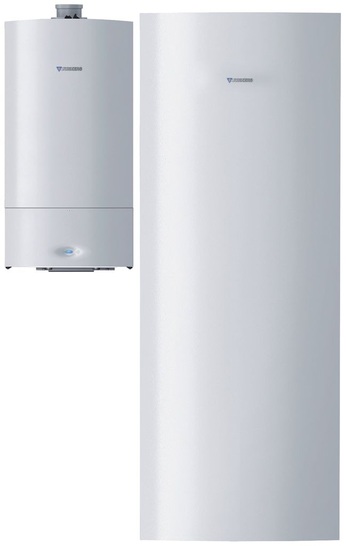 Junkers: Mit der Cerapur Solar lassen sich Solar-anlagen hydraulisch und regelungs-technisch in ein Heiz-system einbinden (im Bild: Cerapur Solar Unit mit 400-l-Pufferspeicher).