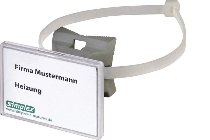 Simplex: Quick-Schilder­halter mit Schnellbandbefestigung.