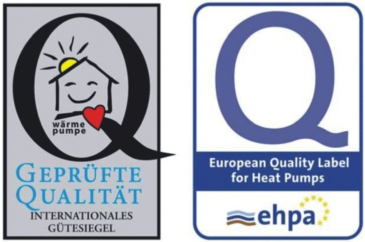 BWP: Das EHPA-Gütesiegel zeichnet Wärmepumpen aus, die Mindestansprüche an den Umwelt- und Verbraucherschutz erfüllen. Links die bisherige, rechts die ab 2009 gültige Variante des Labels.