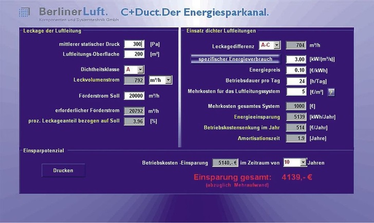 BerlinerLuft.: Energiesparrechner C+Ductwin. - © BerlinerLuft.
