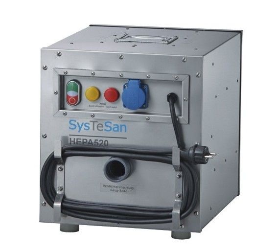 SysTeSan: Sanierungsbaustellen werden mit dem HEPA-Filter 520 in einem Arbeitsschritt getrocknet und von Viren, Keimen, toxischen Stäuben, Aerosolen oder Schimmelpilzsporen befreit.