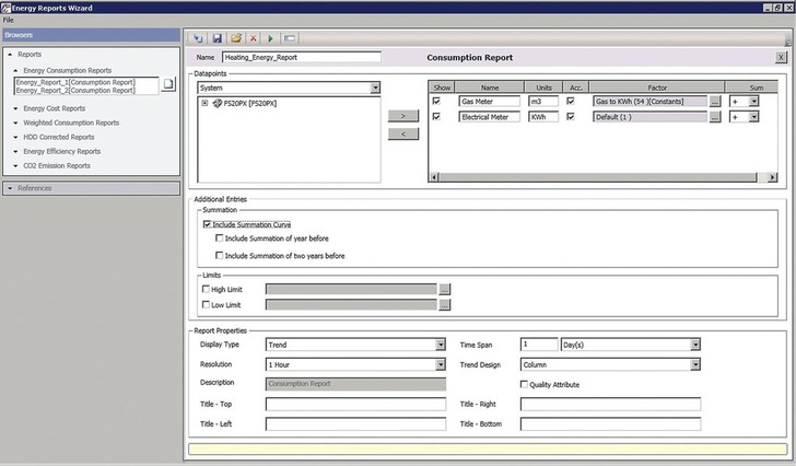 Siemens: Mithilfe eines Assistenten lassen sich mit der Version 4.1 von Desigo Energieberichte einfach erstellen. - © Siemens
