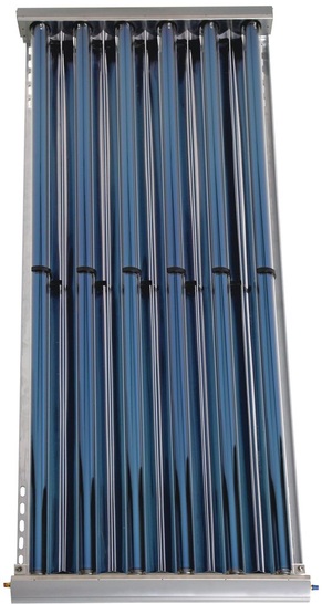 Westfa: Vakuumröhrenkollektor VRK12 mit unsichtbarer Trennlinie bei der Aneinanderreihung.