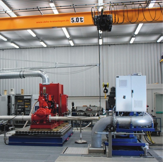 Grundfos: Prüfstand für Pumpen bis 2000 m³/h Fördervolumenstrom und 400 m Förderhöhe.