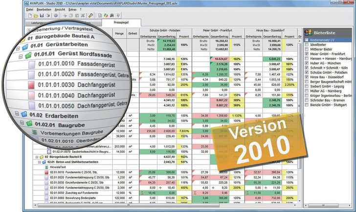 Screenshot von Avaplan Studio. Die neue Version bietet ­kostenlosen Zugriff auf ca. 100000 Herstellertexte.