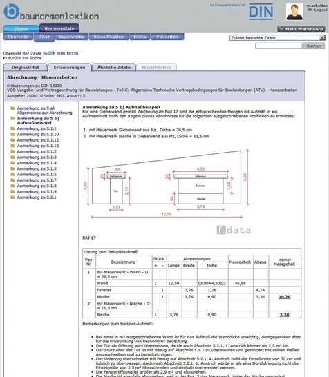 f:data: Screenshot des Onlinedienstes www.baunormenlexikon.de - © f:data
