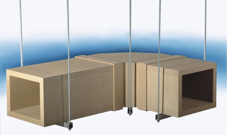 Techno-Physik Eng.: Eigenständiger Lüftungskanal aus Miprotec-L-Brandschutzplatten.
