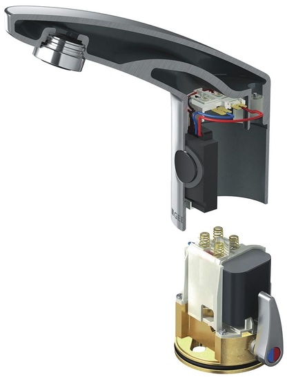 Geberit: HyTronic185 Waschtisch-Armatur mit Mischhebel. - © Geberit
 Geberit: HyTronic185 Waschtisch-Armatur mit Mischhebel.