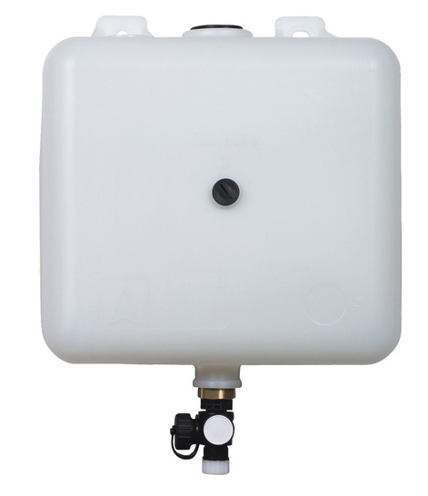 Afriso-Euro-Index: 9-l-Auffangbehälter zum Anschluss an Sicherheitsventile von Solaranlagen.