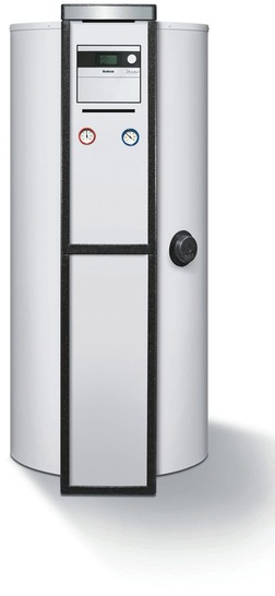 Buderus: Warmwasser-Solarspeicher Logalux SMS300 E mit Solar-Komplettstation und Regelung (optional).