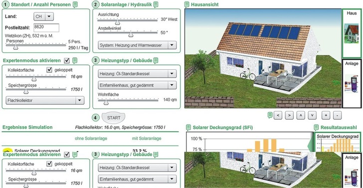 Solar Campus: Screenshot der Solar-Toolbox.