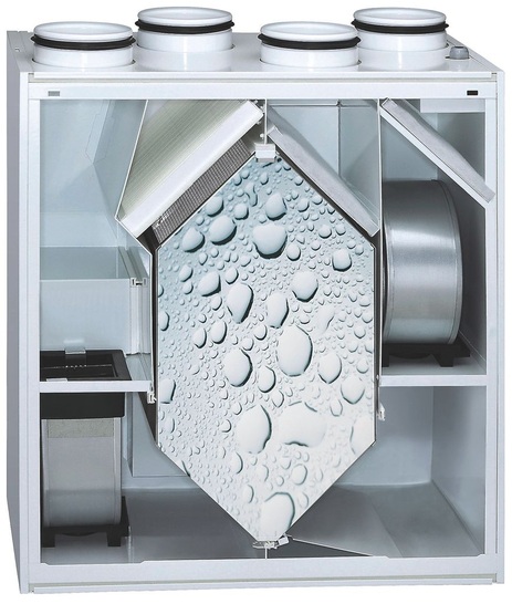 Helios: Lüftungsgeräte KWL EC/ET mit Enthalpie-Wärmeübertrager.