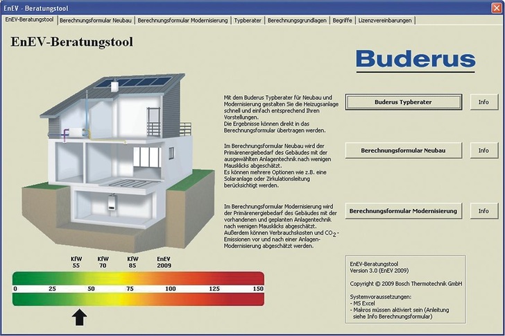 Buderus: EnEV-Beratungstool für Neubau und Modernisierung.