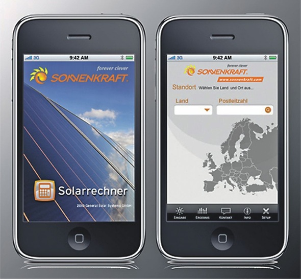 Sonnenkraft: App Solarrechner.