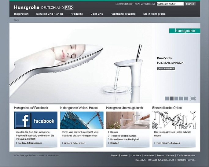 Hansgrohe: SHK-Profi-Portal www.pro.hansgrohe.de