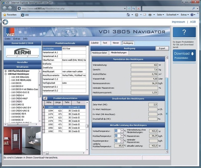 VdZ: VDI 3805 Online-Produktnavigator.