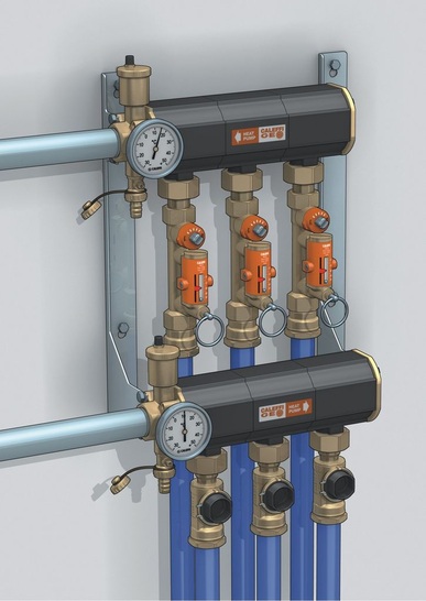 Neues Produktprogramm GEO von Caleffi: Verteilerstation mit Strangregulierventilen SetCal GEO Serie 112.