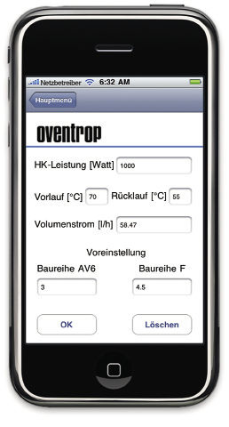 Oventrop: App berechnet

Voreinstellwerte für

Thermostatventil-

Baureihen AV 6 und F. - © Oventrop
