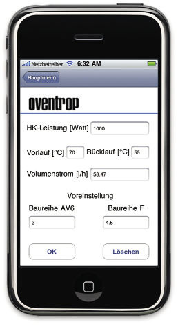 Oventrop: App berechnet

Voreinstellwerte für

Thermostatventil-

Baureihen AV 6 und F.