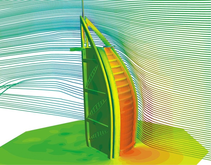 Abb. 1 Von digitalen Winden umströmt: Numerische Strömungssimulationen können konventionelle Planungsverfahren sinnvoll ergänzen.