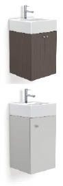 HighTech: Quadro-Handwaschbecken mit Waschtischunterschrank mit Nussbaum-Dekor und matt Weiß. - © HighTech

