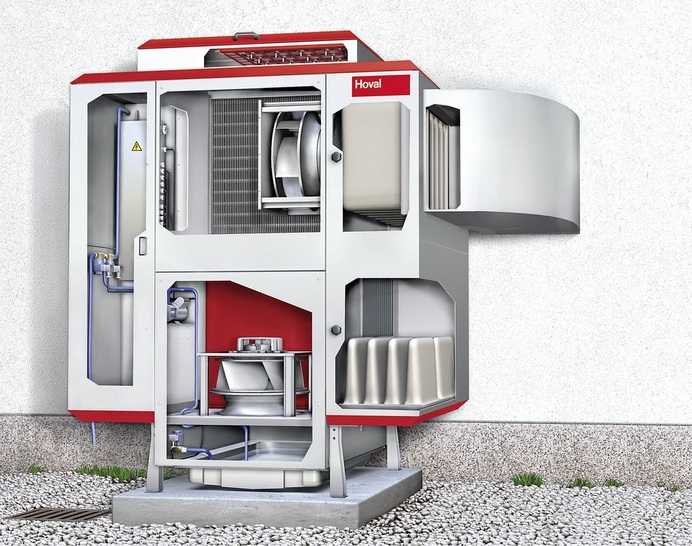 Hoval: AdiaVent kühlt Umluft über adiabate Verdunstung in einem Prozessluftstrom.