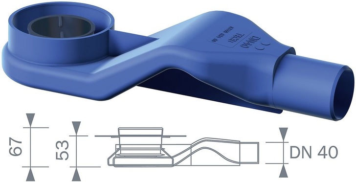Flacher DN-40-Ablauf für Tecedrainline-Rinnen. - © Tece
 Flacher DN-40-Ablauf für Tecedrainline-Rinnen.