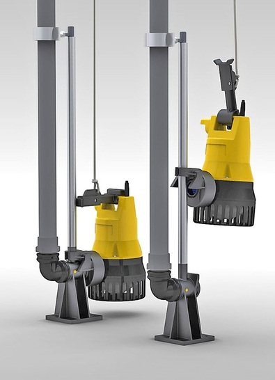 Jung Pumpen: Ein Gleitrohr­system kann den Wartungs­aufwand von Entwässerungspumpen minimieren.