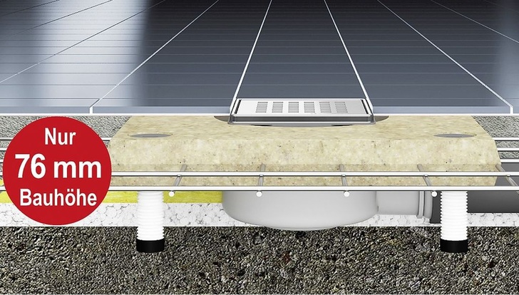 Dallmer: Badablauf CeraDrain Plan mit Polymerbetonkragen und integrierter Baustahlmatte - © Dallmer
