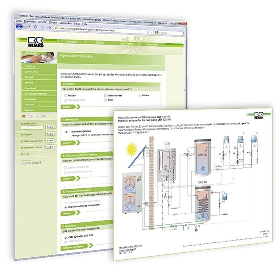 Remko: Hydraulik-Konfigurator für Heiz- und Klima-Installationen mit Wärmepumpen.