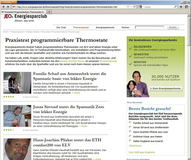 Abb. 1 Die Tester haben ihre Erfahrungen mit programmierbaren Thermostaten auf www.energiesparclub.de/richtig-heizen ­veröffentlicht. - © Energiesparclub / co2online
