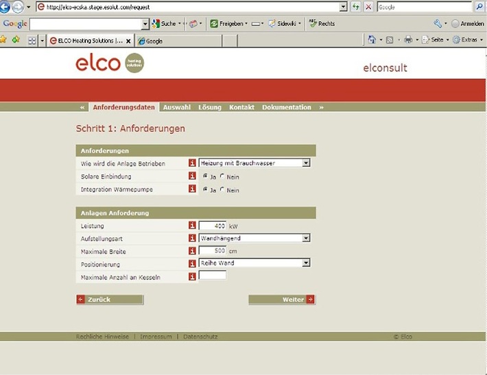 Elco: Elconsult-Planer-Portal zur Planung von Heizungssystemen. - © Elco
