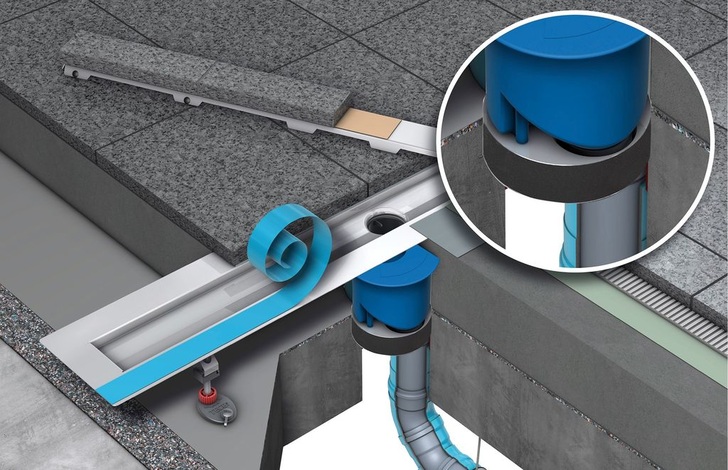 Tece: FireStop-Brandschutzset für Tecedrainline-Duschrinnen.