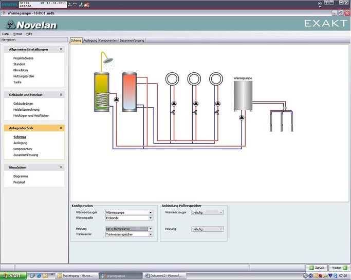 Auslegungs­software für ­Wärmepumpen Novelan Exakt.