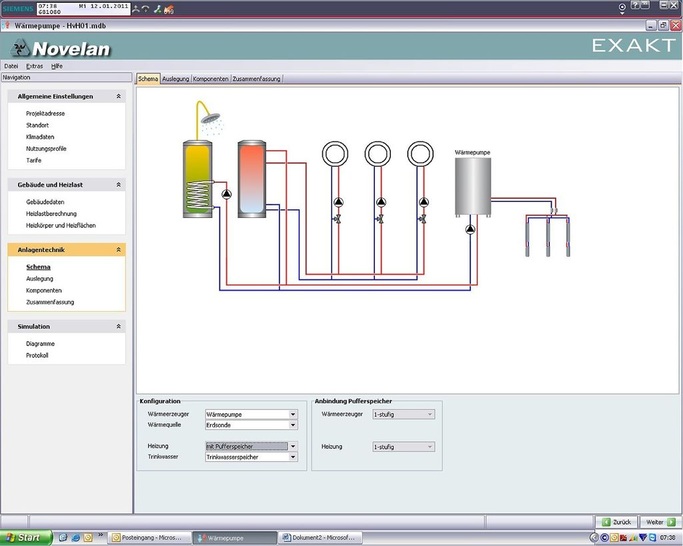 Auslegungs­software für ­Wärmepumpen Novelan Exakt. - © Novelan
