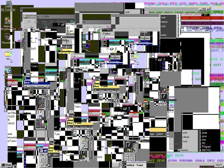 Abb. 1 Digitale Viren, Würmer & Co können schnell zum Problem werden und beispielsweise diesen „Bildschirmsalat“ verursachen.