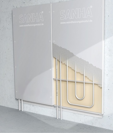 Die Sanha-Wandheizungsmodule lassen sich hoch, quer und in der Dachschräge installieren. - © Sanha
