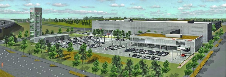 Abb. 1 Im neuen Audi Flagshipstore in Berlin-Adlershof führen Gebäudetemperierungssysteme von Uponor die thermischen Lasten energiesparend ab.