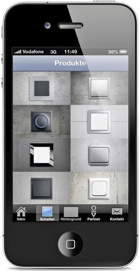 Schalterprogramme von Busch-Jaeger auf dem iPhone-Display.