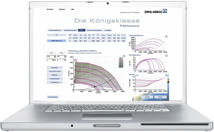 Ziehl-Abegg: FANselect zur Auswahl von Axial- und Radial-Ventilatoren. - © Ziehl-Abegg
