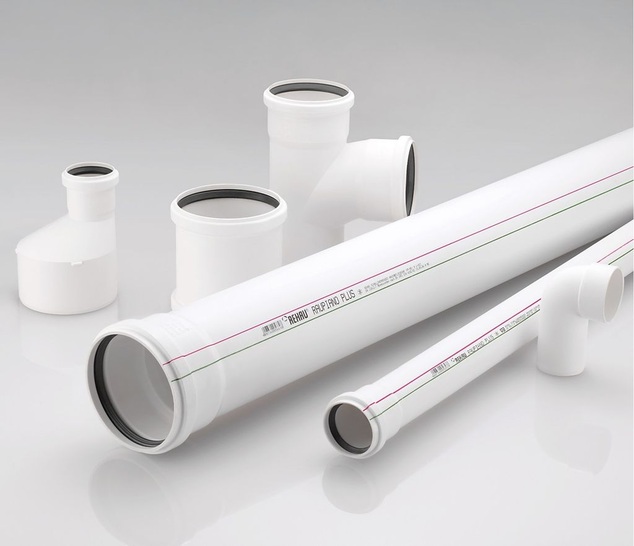 Rehau: Schalldämmendes Hausentwässerungssystem Raupiano Plus. - © Rehau
 Rehau: Schalldämmendes Hausentwässerungssystem Raupiano Plus.